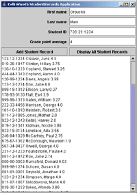 StudentRecords application--Adding a new student record