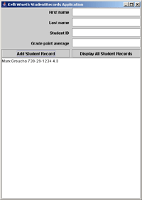 StudentRecords after clicking Add button