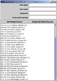 StudentRecords after clicking Display All